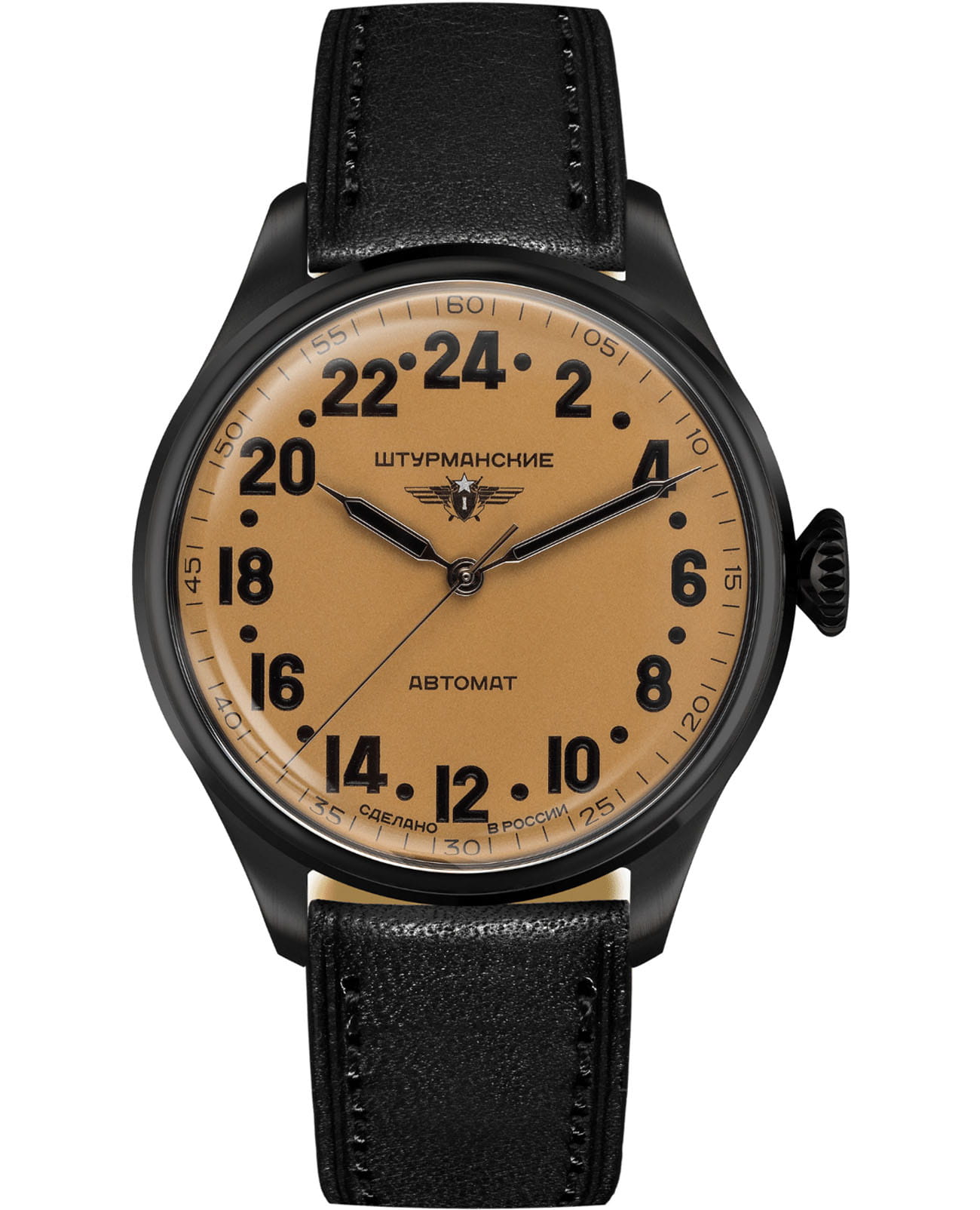 Штурманские Штурманские Арктика Наследие 2431-6824344  2431/6824344 механические мужские часы бежевый циферблат, браслет кожаный — вид спереди